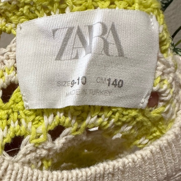 Zara Crochet Tank Top Green White Size 9-10 - Picture 5 of 7